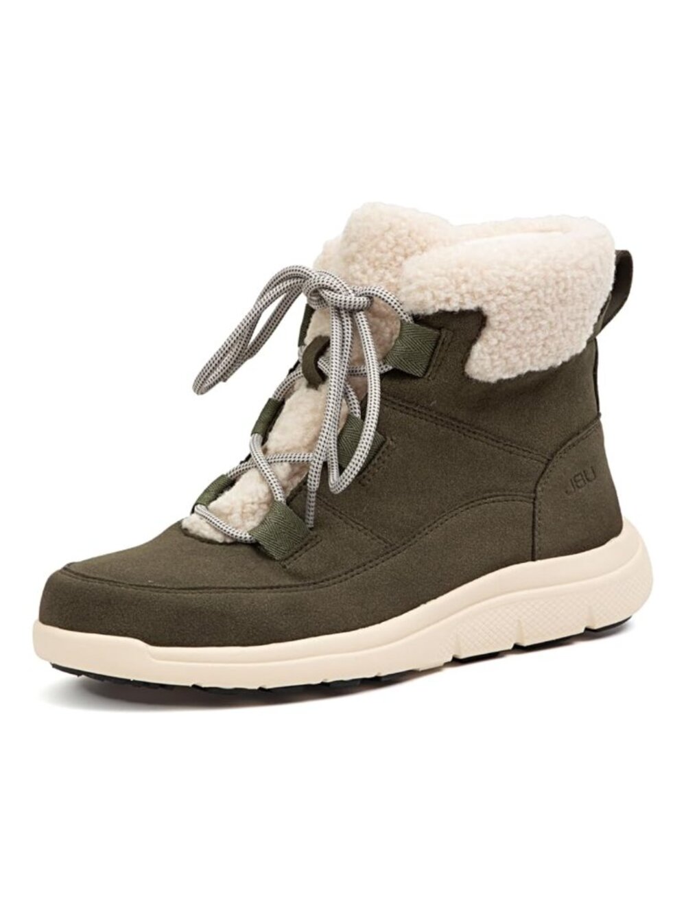 JBU Freeze Lightweight Lace Up Winter Boots Olive Green Cozy - Size 6M